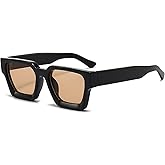 EYLRIM Thick Square Frame Sunglasses for Women Men Fashion Chunky Rectangle Sun Glasses Black Shades