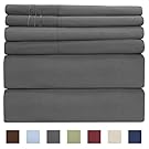 Queen Size Sheet Set - 6 Piece Set - Hotel Luxury Bed Sheets - Extra Soft - Deep Pockets - Easy Fit - Breathable & Cooling Sheets - Wrinkle Free - Dark Gray - Grey Bed Sheets - Queens Sheets - 6 PC