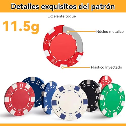 ACOVARK Juego de Poker de 311 Piezas,Juego de Fichas de Poker,300 Fichas Profesionales con 2 Barajas de Cartas y 5 Dados,con Estuche de Transporte de Aluminio,Apto para Adultos