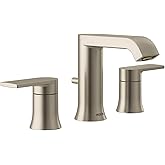 Moen Genta LX Brushed Nickel Two-Handle Three-Hole Widespread Modern Bathroom Sink Faucet with Drain Assembly, (Valve Required), T6708BN