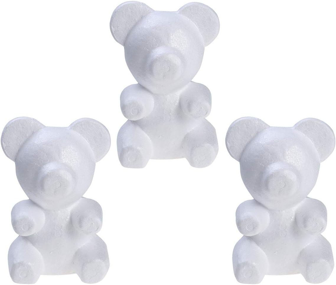 3pcs Foam Polystyrene Bear Mould for Diy Crafts Flower Arranging Party Decoration Height Base for Creative Projects