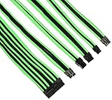 Thermaltake TtMod Sleeve Extension Power Supply Cable Kit ATX/EPS/8-pin PCI-E/6-pin PCI-E with Combs, Green/Black AC-034-CN1NAN-A1
