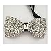 Sunny Home Men's Crystal Shining Pre Tied Bow Tie Bowtie Wedding Party (Silver White)