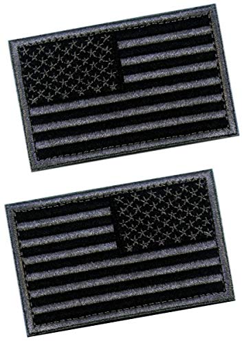 2 PCS Tactical Patches of USA US American Flag Regular and Reverse, with Hook and Loop for Backpacks Caps Hats Jackets Pants, Military Army Uniform Emblems, Size 3x2 Inches