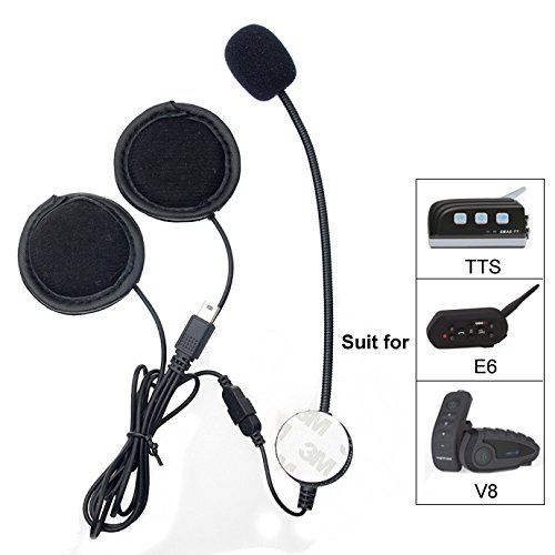 QSPORTPEAK Motorcycle Intercom Headsets, VNETPHONE BTI Microphone Headphone Headset Accessory for V8 with 10Pin Mini USB Connector Motorcycle Helmet Bluetooth Interphone Intercom