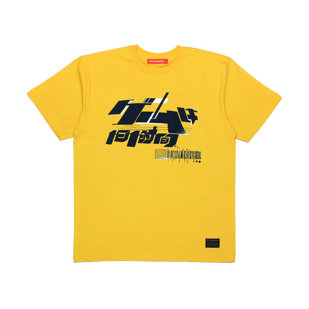 THUNDERBOX + TAKAHASHI MEIJIN ゲームは1日1時間 TEE | YELLOW サンダーボックス 高橋名人 コラボ Tシャツ 半袖 ロゴ プリント メンズ イエロー (L)