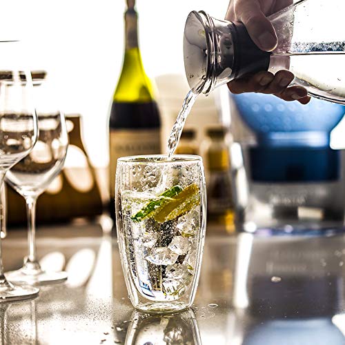 Cicike Upgraded Borosilicate Glass Water Pitcher with Automatically Opens Stainless Steel Lid and Spout, Glass Beverage Carafe for Lemon Juice, Iced Tea, Wine, Heat Resistant and Freezer Safe (51oz) - Thumbnail 2