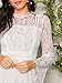 Milumia Women's Elegant Long Sleeve High Waist Floral Lace Overlay A-Line Short Dress White Large
