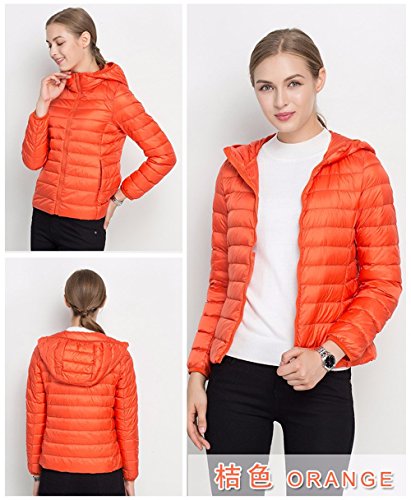 Winter Women Down Jacket Ultra Light Down Snow Coat Hooded 90% White Duck Down Jackets For Women Thin Feather Jacket camperas (L, Orange) - Thumbnail 2