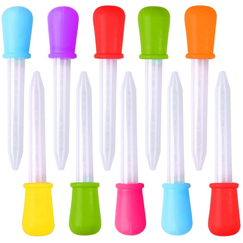 10 PCS Liquid Droppers,JPYH 5 ML Silicone and Plastic Dropper Pipettes Eyedropper for Candy Molds Chocolate Gummy Mold Crafts Multicolour