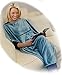 Napa Portable Travel Blanket Airplane 4 in 1 Micro Mink Fleece Poncho Blanket Folable with Pocket and Built-in Bag - Great for Airplane Car Train Travel - Ultra Soft and Cozy, Steel Blue