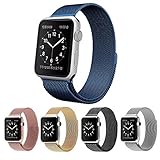 Apple Watch Band,Teslasz® 42mm Mesh Replacement Strap Stainless Steel Milanese Loop Strap Magnetic Buckle Wrist Band for Apple iWatch All Models (Blue 42 MM)