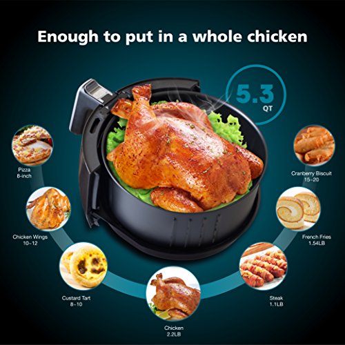Air Fryer, PRYTA 5.3Quart Electric Oil Less Hot Air Fryer Cooker with