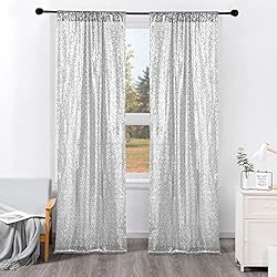 BEDDEB Silver Sequin Backdrop Curtain, 2PCS 2FTx8FT