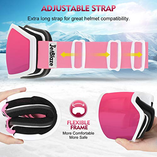 JetBlaze Ski Goggles, OTG Snowboard Goggles (Pink) - Thumbnail 4