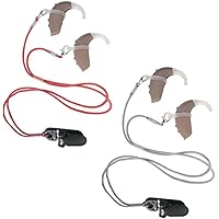 2PCS Hearing Aid Clips with Lanyards, BetterJonny Anti-Lost Lanyard Protector Safety Holder with Loops and Clip for Seniors A