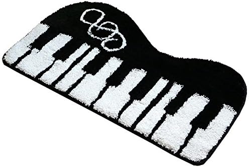 USANDY Fashionable Plant Fibre Piano Pattern Non-Slip Bathroom/Rug Bathtub/Shower Foot Pad Door Mat(Black+White,19.68"X47.24")