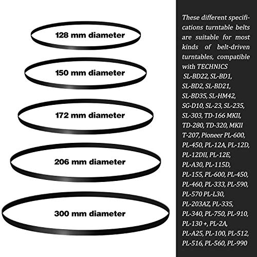 5 Pieces Turntable Belt with 5 Pieces Record Player Needle, Replacement