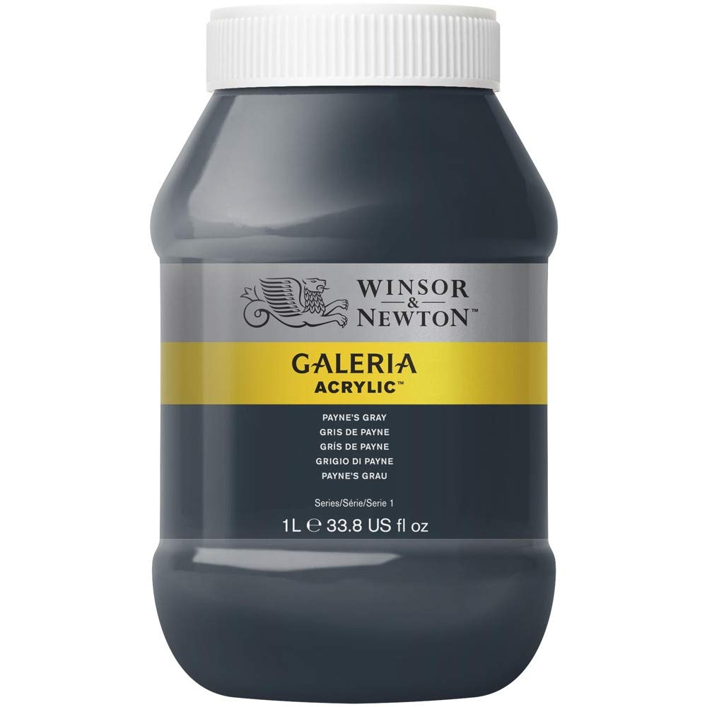 Winsor & Newton Galeria 2154465 Acrylic Paint, High Pigmentation, Non-fading, Butter Consistency, 1000 ml Pot - Payne's Grey