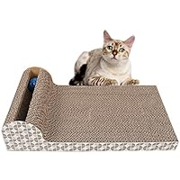 Old Tjikko Cat Scratch Pad,Scratcher with Catnip,Scratching Posts,Cat Toy Scratch Board Lounge with Bell-Ball (18.1"x 9.84" x 4.33")