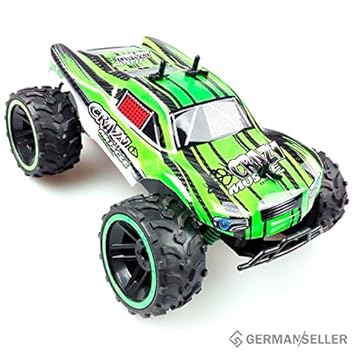 Ferngesteuerter Truck, schwarz-grün, RC elektrisches Auto fürs Gelände, RTR, 1:16 2.4 GHz Fernbedienung, Rayline Racer