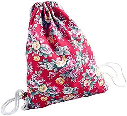 WeiMay Canvas Drawstring Rucksack/Backpack Floral Printed Gym Sack Drawstring Backpack Bag Hiking Travel Bag