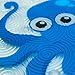 WARRAH None-Slip Tub Kids Bath Mat - Premium Square Anti-Slip Shower Mat,Cool Slip Resistant Bathroom Floor Bathtub Mats for Babies,Children,Toddler (Blue Octopus)