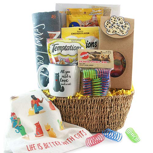 cat themed gift basket