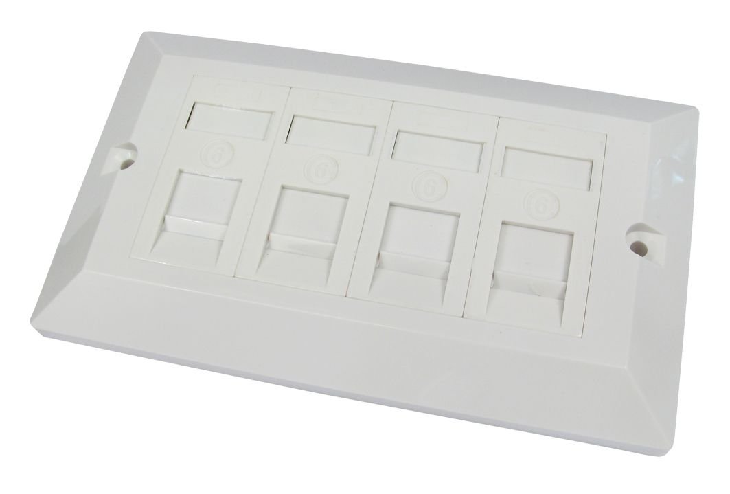 World of Data CAT6 Double Socket Quad Port Faceplate - Socket - RJ45 - Ethernet - Network - Face Plate Module 10 Pack