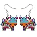 Acrylic Drop Dangle Cows Cattle Earrings Funny Farm Design Lovely Gift For Women (Multicolor)