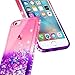 iPhone 8 Case, iPhone 7 Case with Tempered Glass Screen Protector for Girls Women Kids, NageBee Glitter Liquid Sparkle Bling Floating Waterfall Diamond Shockproof Cute Case for iPhone 7/8 -Pink/Purple
