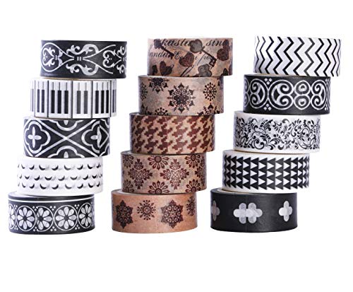 27 Rolls Washi Tape Set, DIY Gift Wrapping Scrapbooking and Craft, Sticky Adhesive Paper Masking Tape Decorative Sticker with Lovely Printed Patterns and Long-Lasting Colors