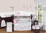Sweet Jojo Designs 9-Piece Pink, Gray and White Elizabeth Baby Girl Bedding Crib Set