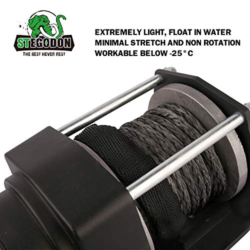 STEGODON 3000 lb. Load Capacity Electric Winch,12V Synthetic Rope Winch with Wireless Handheld Remote and Wired Handle,Waterproof IP67 Electric Winch with Hawse Fairlead(All Black) - Image 5