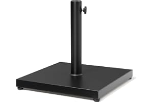 VredHom 43lb Patio Umbrella Base Stand, Outdoor Square Concrete Stand Heavy Duty Market Umbrella Pole Holder, Black