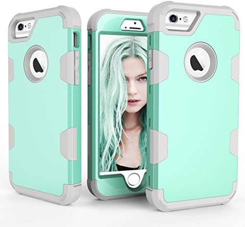 iPhone 6 Case,iPhone 6s Case,TRIPKY 3 Layer Hybrid Heavy Duty Shockproof Full-Body Protective Cover Case for iPhone 6/6s 4.7 inch Aqua+Gray