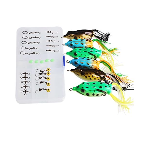 Sougayilang-6Pcs-Hollow-Frog-Fishing-Lures-Soft-Topwater-Baits-with-Tackle-Box-For-Bass-Snakehead-Saltwater-Freshwater-Fishing Sougayilang-6Pcs-Hollow-Frog-Fishing-Lures-Soft-Topwater-Baits-with-Tackle-Box-For-Bass-Snakehead-Saltwater-Freshwater-Fishing