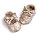 Itaar Baby Girl Moccasins Bow PU Leather Heart Embroidered Soft Soled Shoes for Infants Toddlers, Gold, 6-12 Months