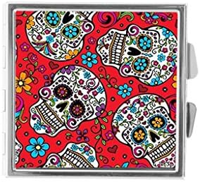 Cute Little Sugar Skull Skeleton Custom Unique Stainless Steel Pill Box Medicine Tablet Organizer or Coin Purse