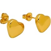 18K PVD Stainless Steel Gold Heart Stud Earrings for Women Small Love Heart Dainty Earrings Fashion Jewelry