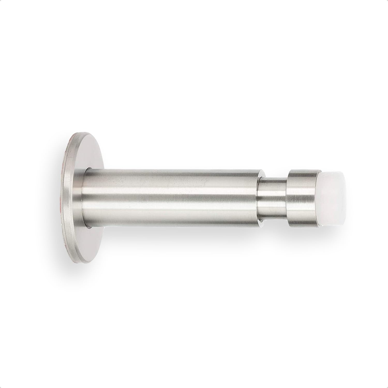 EVI Herrajes |0,77¨x 3,5¨ extendible to 4,72¨ | Dual Installation Adhesive or Screw | Stainless Steel | Satin Matte | White Natural Silicone Rubber | Includes Screw + Fixing Plug | Mod. I-182-BDUAL AM