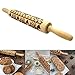 Adealink Christmas Rolling Pin Engraved Carved Wood Embossed Rolling Pin Kitchen Tool