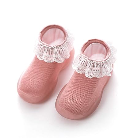Unisex Babysocken Schuhe Anti Slip Fußboden-Socken mit weicher Gummisohle Infant Newborn Spitze-Ordnungs-Baumwollsocken-Boot 