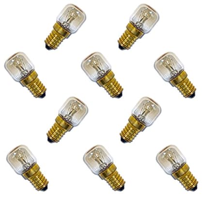 10 x Backofenlampe 300° 25W E14 klar Glühbirne Glühlampe Nähmaschine Salzstein Salzlampe PYGMY T26 Röhre warmweiß dimmbar 25 