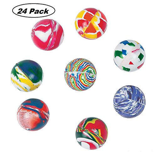 Marble Bouncing Balls - Pack Of 24 - 1.25 Inches Assorted Colors - High Bouncing Balls - For Kids Boys And Girls Great Party Favors, Bag Stuffers, Fun, Toy, Gift, Prize, Piñata Fillers - By Kidsco