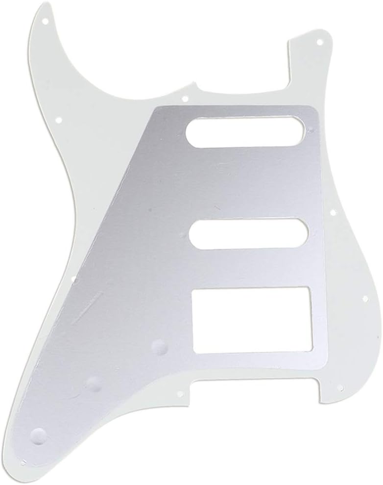 Musiclily Pro 11-Hole Modern Style Strat HSS Pickguard for American Stratocaster Guitar 3Ply Parchment, Standard Stratocaster - Image 3