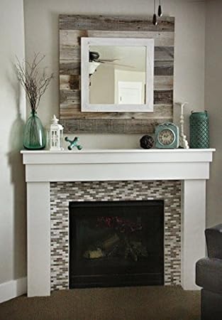 Shabby Chic Wall Mirror - Square Reclaimed Barn Wood Slat Mirror