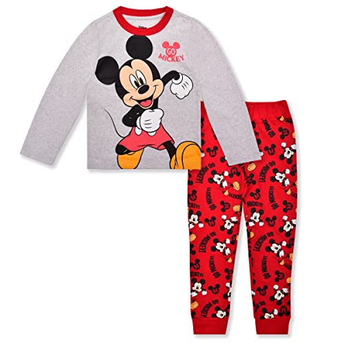 Disney Mickey Mouse Boys Long Sleeve Shirt and Pants Set for Toddler and Little Kids