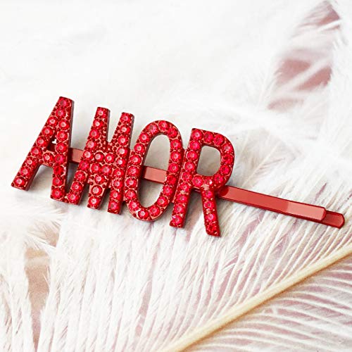 image for Messen Red Words Hair Clips Bling Luxury Crystal Rhinestones Letters H