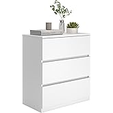 furtble 3 Drawer Dresser, Small Dresser for Closet, Wooden White Nightstand for Bedroom, Chest of Drawers Side Table Storage 